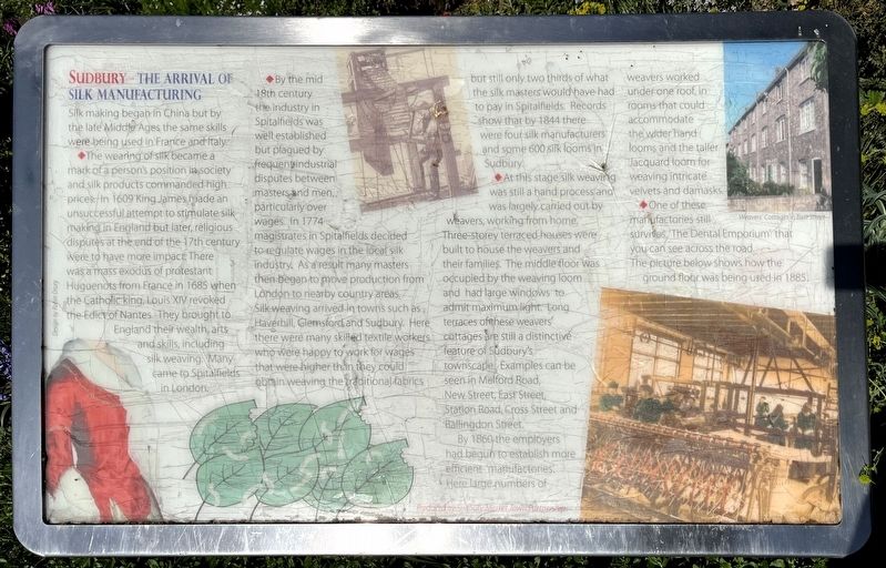 Sudbury - the Arrival of Silk Manufacturing Marker image. Click for full size.