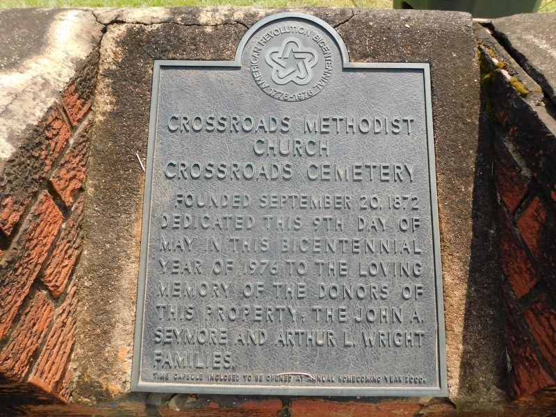 Crossroads Methodist Church Marker. Click for full size. Crossroads Methodist Church Marker image. Click for full size.