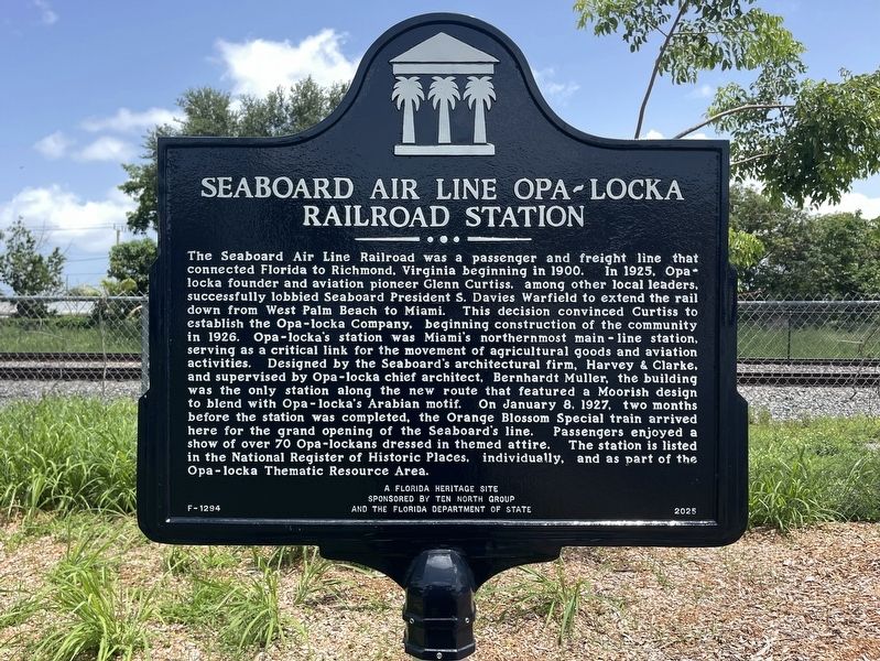 Seaboard Air Line Opa-Locka Railroad Station Marker. Click for full size. Seaboard Air Line Opa-Locka Railroad Station Marker image. Click for full size.