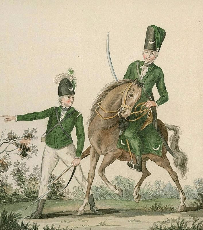 A Light Infantry Man and Huzzar of the Queen's Rangers. Click for full size. A Light Infantry Man and Huzzar of the Queen's Rangers image. Click for full size.