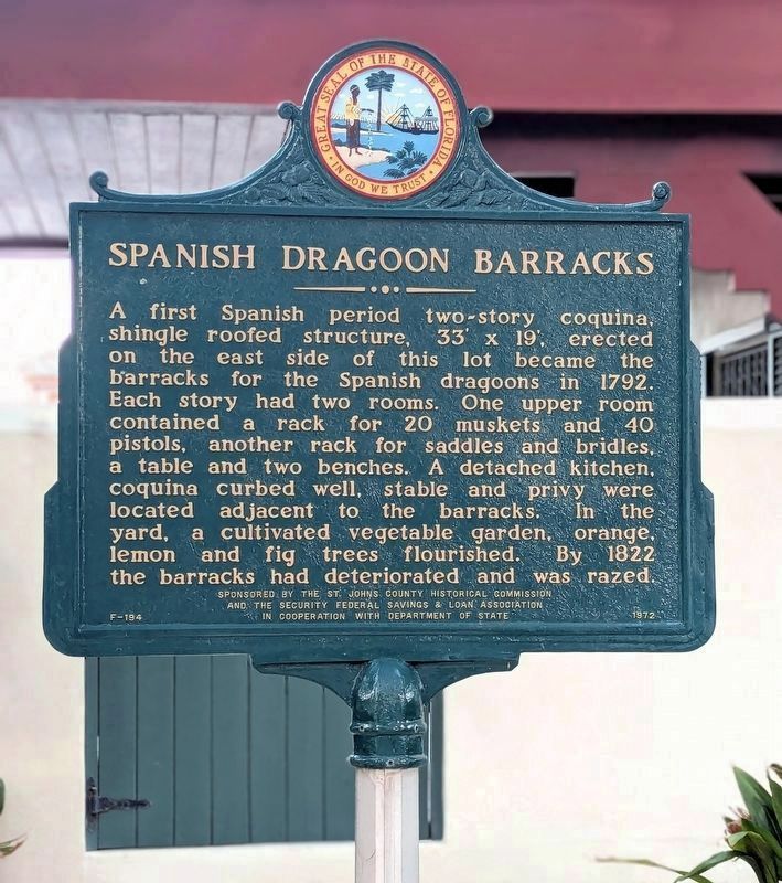 Spanish Dragoon Barracks Marker image. Click for full size.