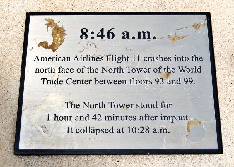 September 11, 2001 Memorial 8:46 a.m.. Click for full size. September 11, 2001 Memorial 8:46 a.m. image. Click for full size.