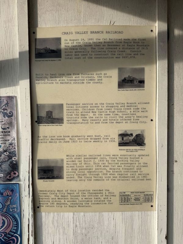 Craig Valley Branch Railroad Marker image. Click for full size.