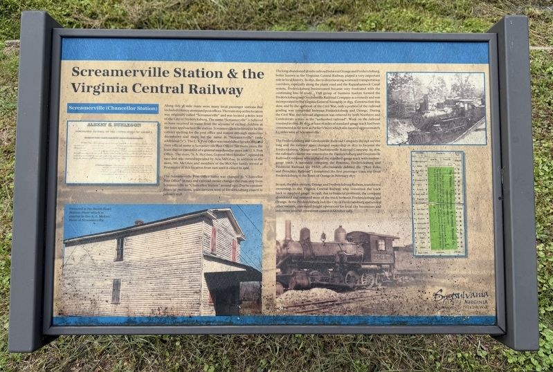Screamerville Station & the Virginia Central Railway Marker. Click for full size. Screamerville Station & the Virginia Central Railway Marker image. Click for full size.