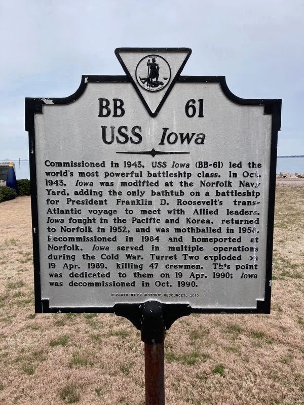 USS <i>Iowa</i> Marker. Click for full size. USS <i>Iowa</i> Marker image. Click for full size.