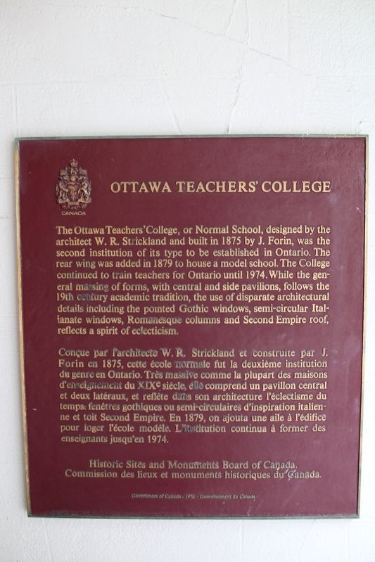 Ottawa Teachers' College Marker image. Click for full size.