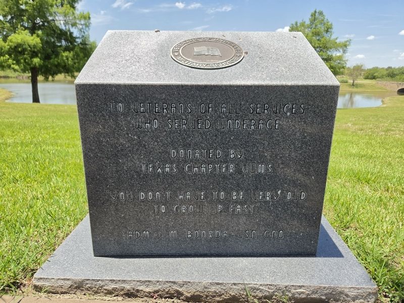 Veterans of Underage Military Service Marker. Click for full size. Veterans of Underage Military Service Marker image. Click for full size.