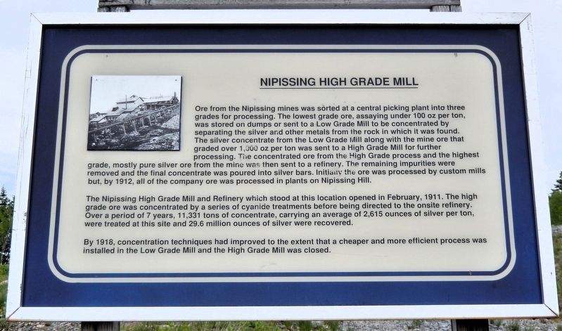 Nipissing High Grade Mill Marker. Click for full size. Nipissing High Grade Mill Marker image. Click for full size.