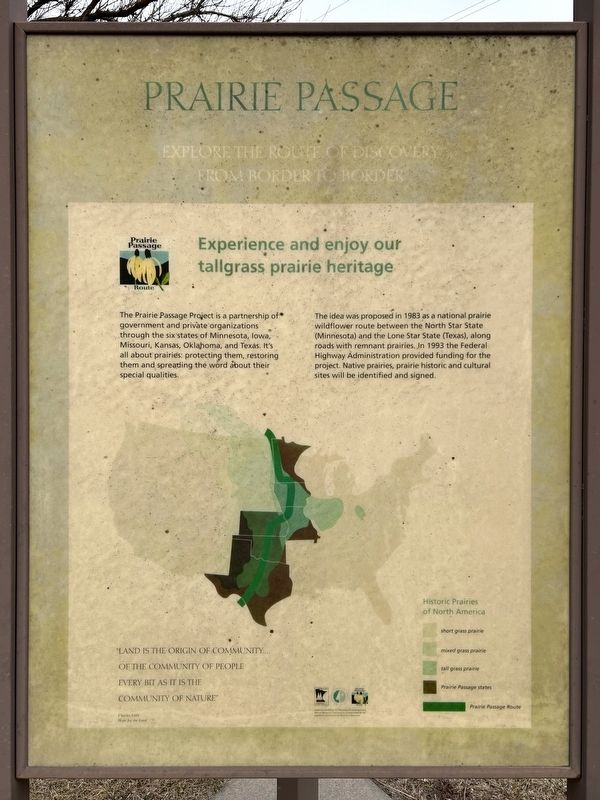 Prairie Passage side of marker. Click for full size. Prairie Passage side of marker image. Click for full size.