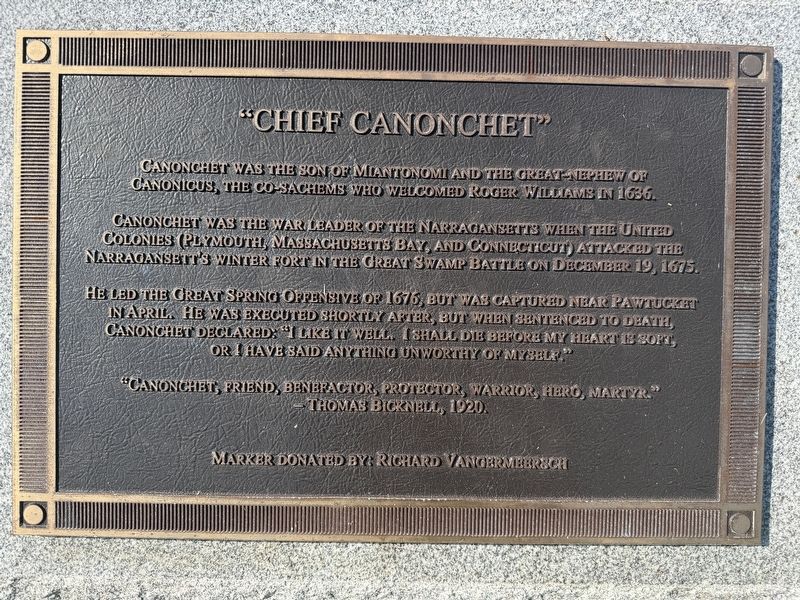 Chief Canonchet Marker image. Click for full size.