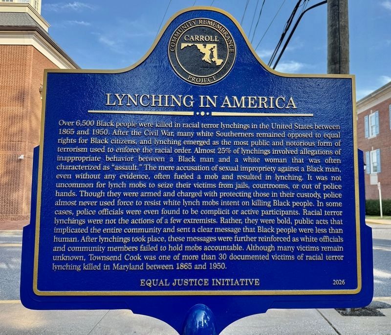 Lynching in America side of the marker. Click for full size. Lynching in America side of the marker image. Click for full size.
