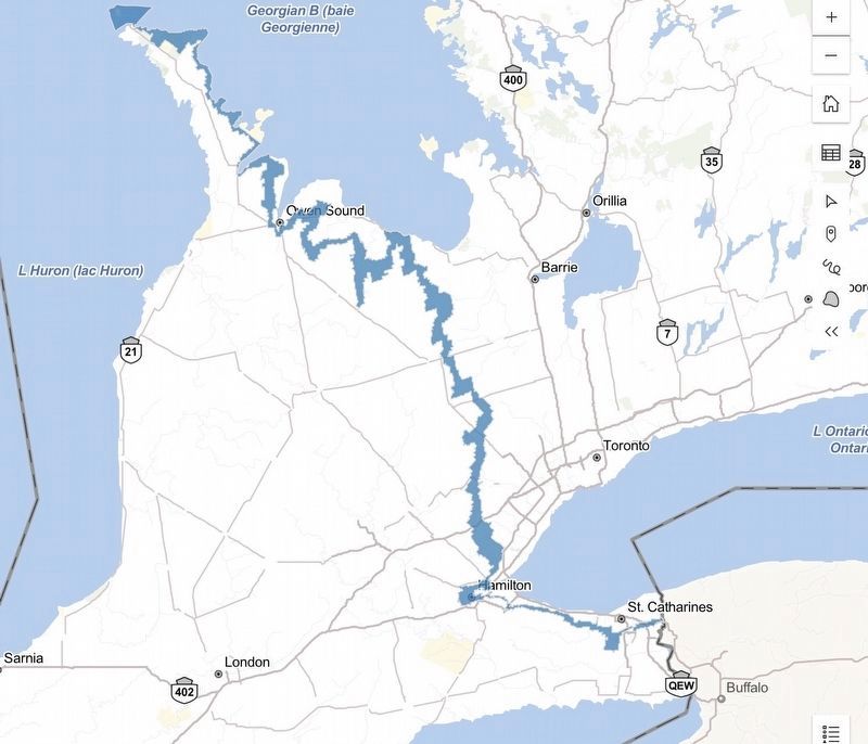 The Niagara Escarpment Plan boundary image. Click for full size.