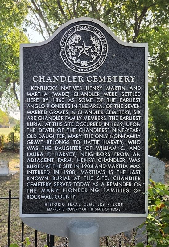 Chandler Cemetery Marker. Click for full size. Chandler Cemetery Marker image. Click for full size.