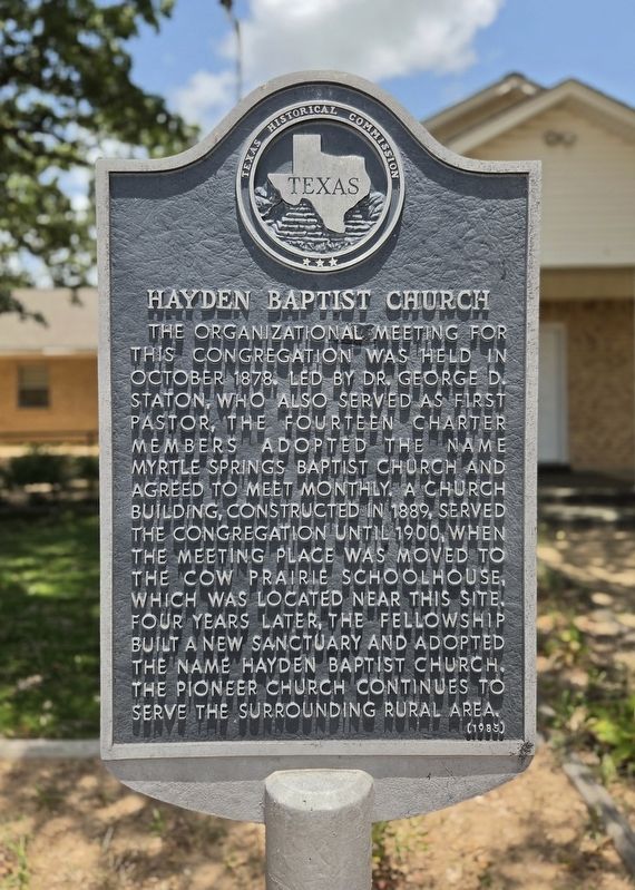 Hayden Baptist Church Marker image. Click for full size.