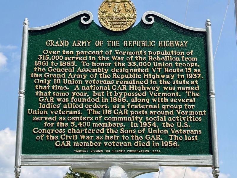 Grand Army of the Republic Highway Marker. Click for full size. Grand Army of the Republic Highway Marker image. Click for full size.