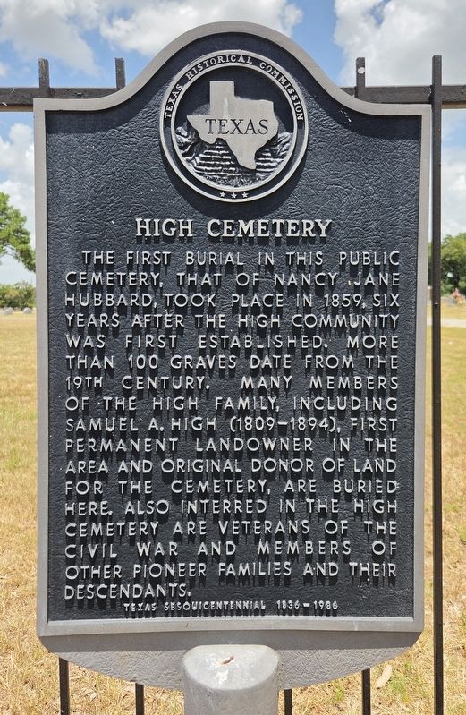 High Cemetery Marker. Click for full size. High Cemetery Marker image. Click for full size.