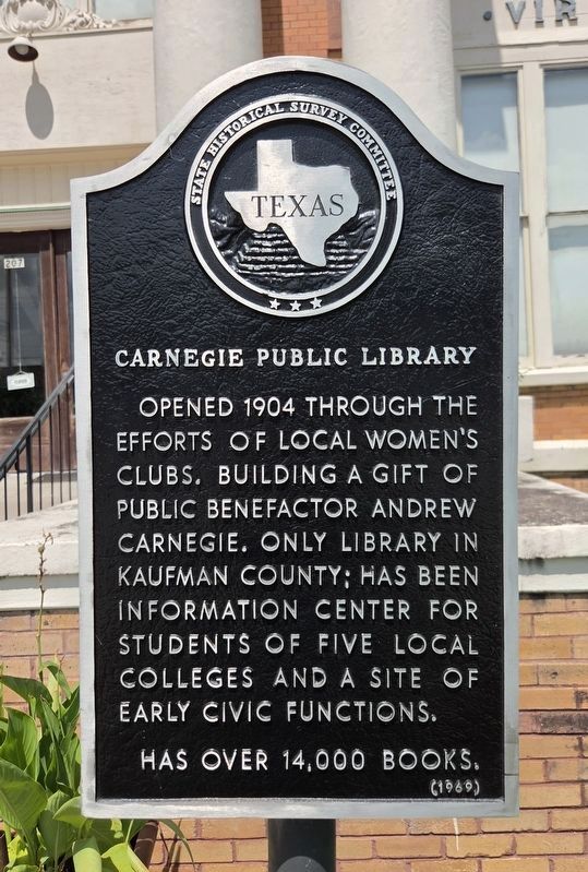 Carnegie Public Library Marker. Click for full size. Carnegie Public Library Marker image. Click for full size.