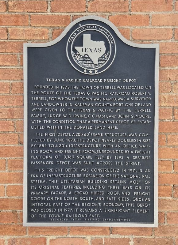 Texas & Pacific Railroad Freight Depot Marker image. Click for full size.