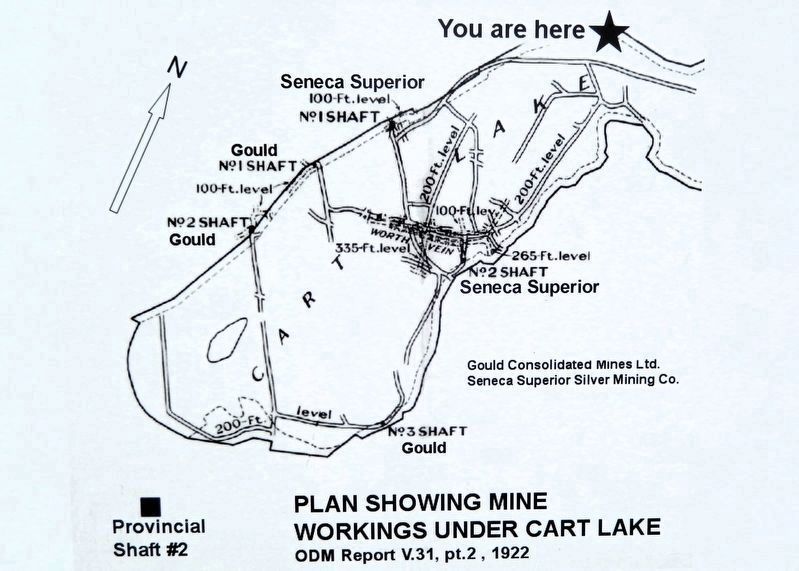 Marker detail: Plan of Mine Workings Under Cart Lake image. Click for full size.