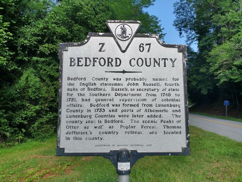 Bedford County / Campbell County Marker. Click for full size. Bedford County / Campbell County Marker image. Click for full size.