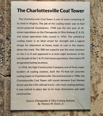 The Charlottesville Coal Tower Marker image. Click for full size.