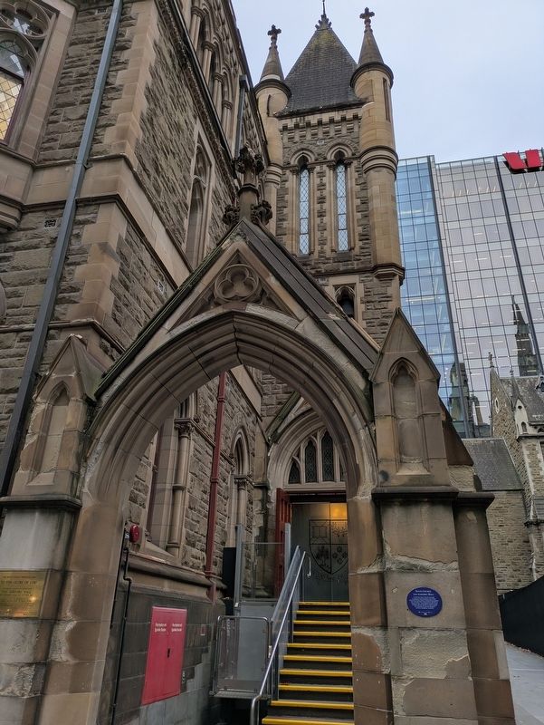 Scots' Church and Assembly Hall Marker to the right of the archway image. Click for full size.