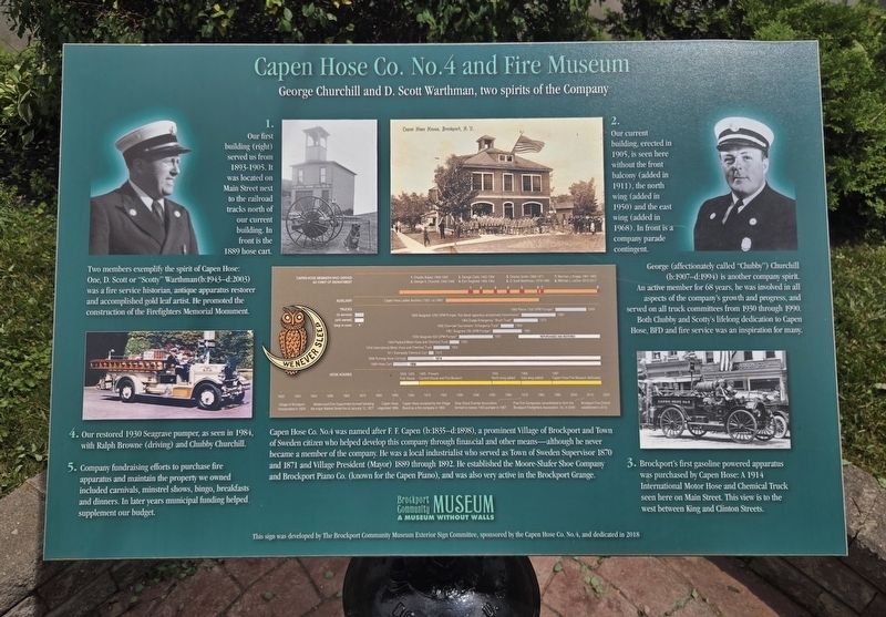 Capen Hose Co. No.4 and Fire Museum Marker. Click for full size. Capen Hose Co. No.4 and Fire Museum Marker image. Click for full size.