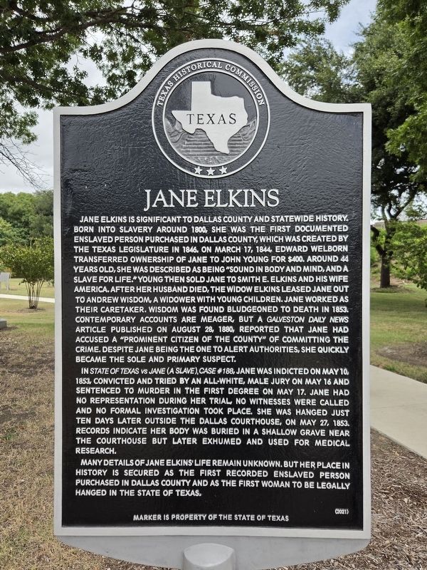 Jane Elkins Marker. Click for full size. Jane Elkins Marker image. Click for full size.