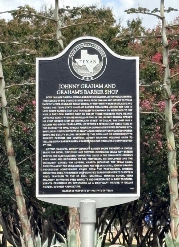 Johnny Graham and Graham’s Barber Shop Marker. Click for full size. Johnny Graham and Graham’s Barber Shop Marker image. Click for full size.