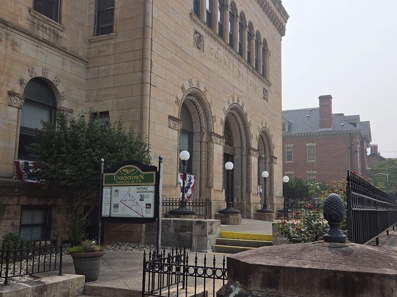 Uniontown Marker looking towards the Fayetteville County Courthouse Annex. Click for full size. Uniontown Marker looking towards the Fayetteville County Courthouse Annex image. Click for full size.