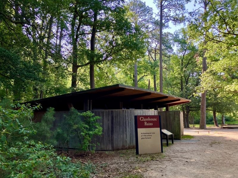 marker shown in front of enclosure of ruins. Click for full size. marker shown in front of enclosure of ruins image. Click for full size.