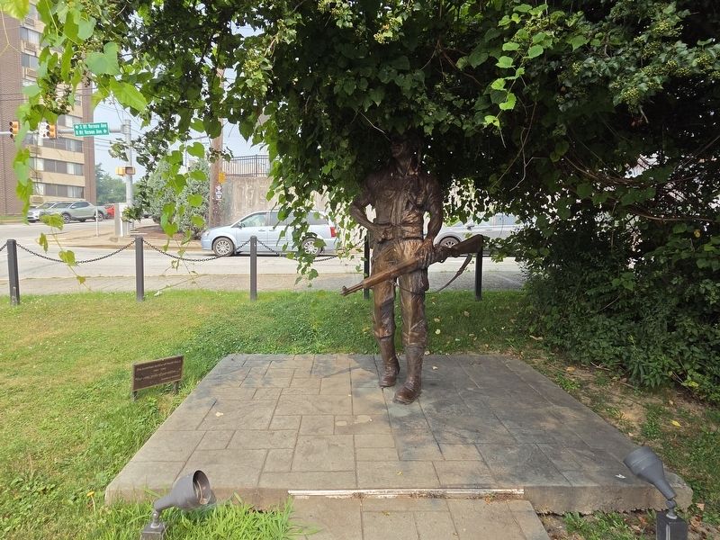 The American Soldier of World War II Marker and statue. N. Mt. Vernon Ave. in background. Click for full size. The American Soldier of World War II Marker and statue. N. Mt. Vernon Ave. in background image. Click for full size.