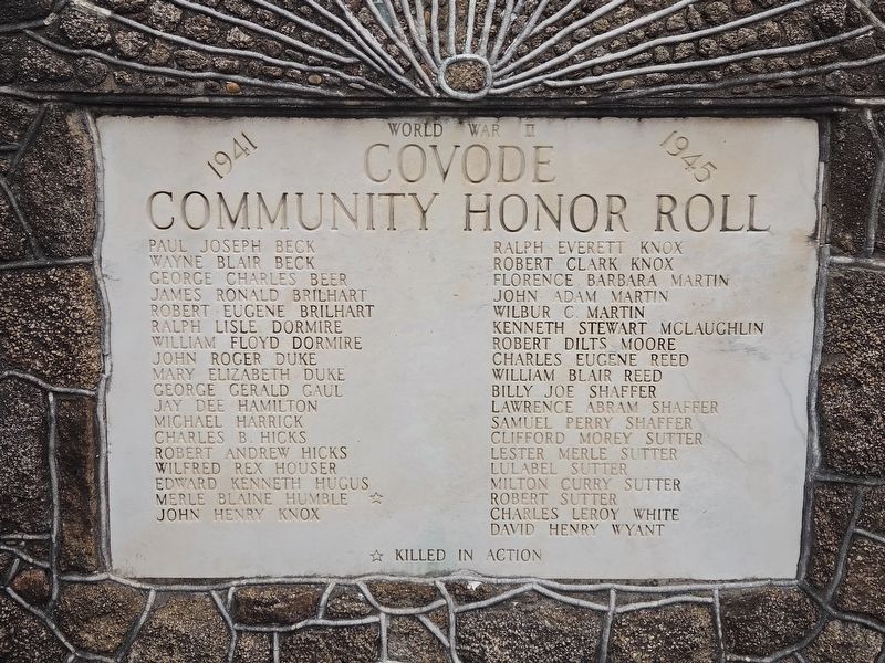 Covode Community Honor Roll Marker. Click for full size. Covode Community Honor Roll Marker image. Click for full size.