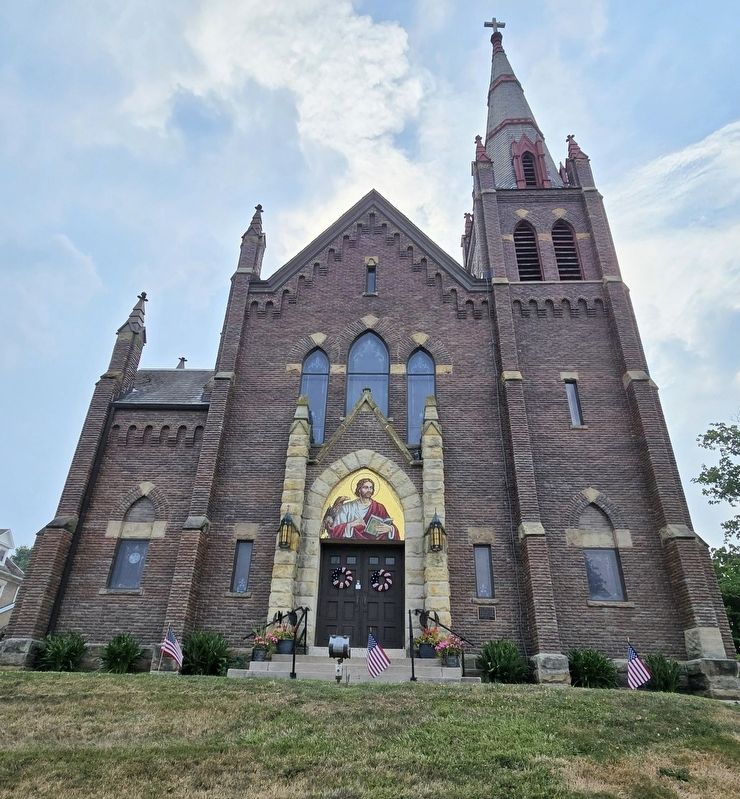 St. John the Evangelist Roman Catholic Church and Marker. Click for full size. St. John the Evangelist Roman Catholic Church and Marker image. Click for full size.