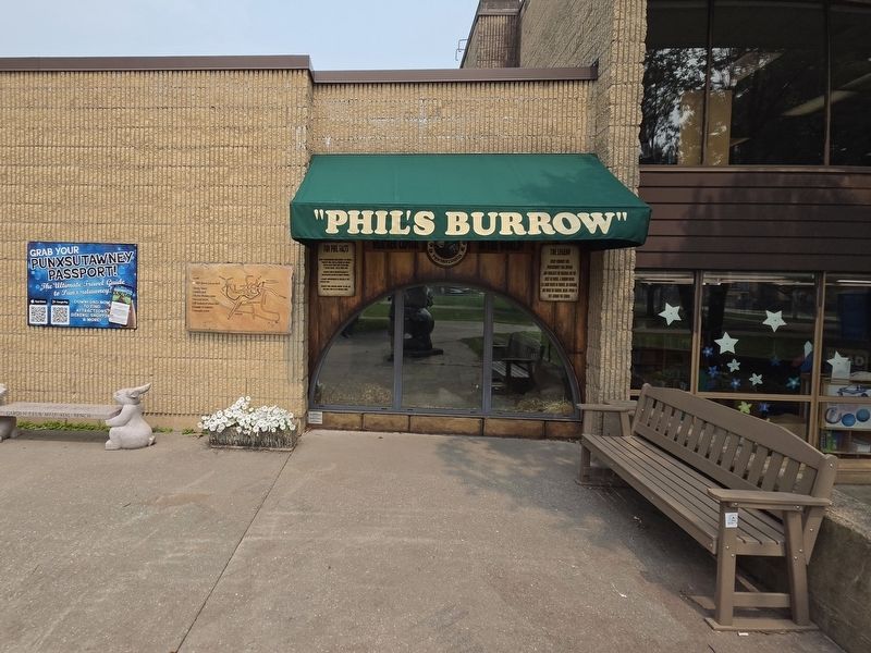 The marker is under the Phil's Burrow eave. Click for full size. The marker is under the Phil's Burrow eave image. Click for full size.