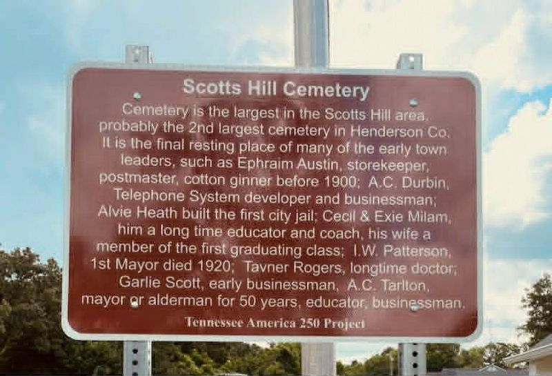 Scotts Hill Cemetery Marker. Click for full size. Scotts Hill Cemetery Marker image. Click for full size.