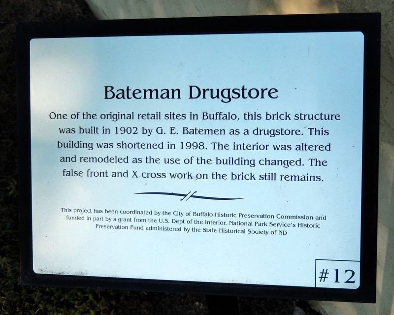 Bateman Drugstore Marker image. Click for full size.