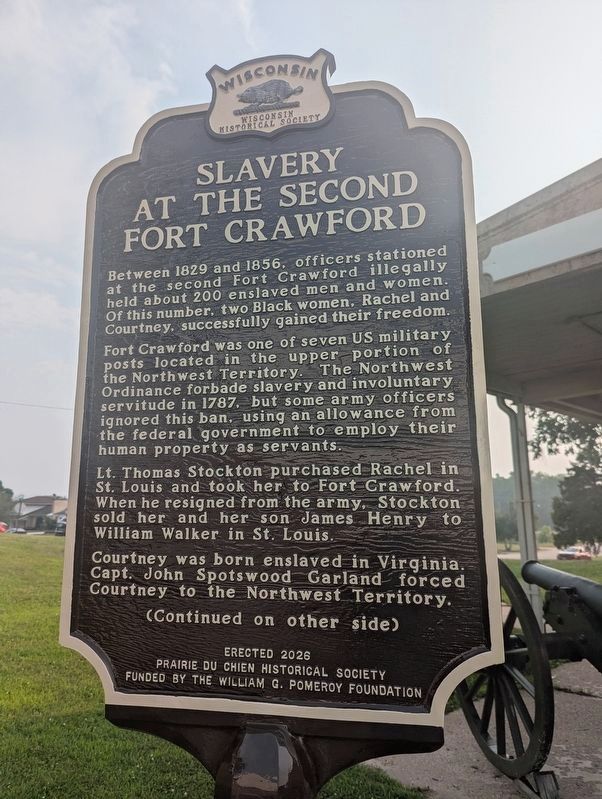 Slavery at the Second Fort Crawford Marker. Click for full size. Slavery at the Second Fort Crawford Marker image. Click for full size.