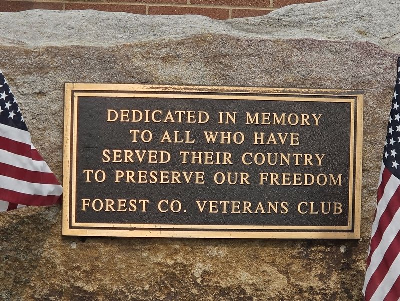 Forest County Veterans Club Memorial Marker. Click for full size. Forest County Veterans Club Memorial Marker image. Click for full size.