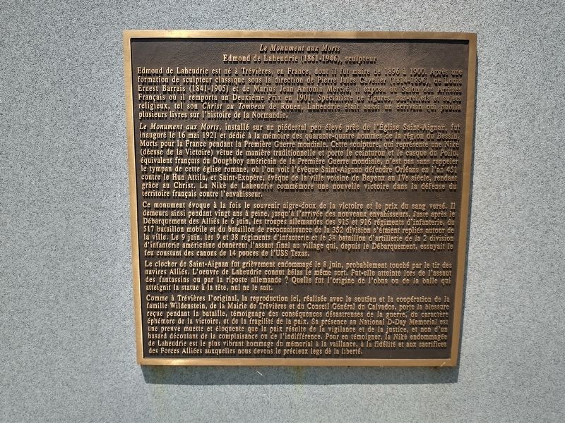 Le Monument aux Morts Marker (French). Click for full size. Le Monument aux Morts Marker (French) image. Click for full size.