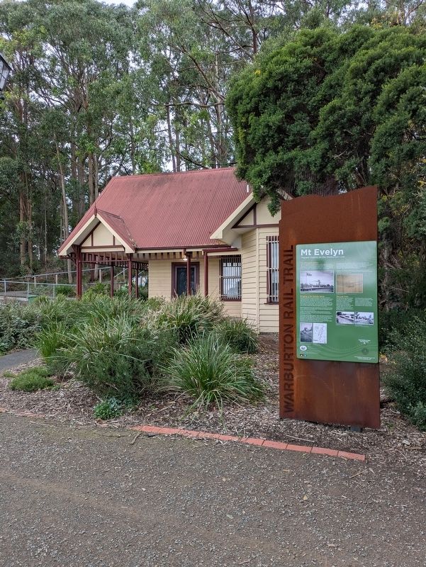 Mt Evelyn Marker in front of the old Station House image. Click for full size.