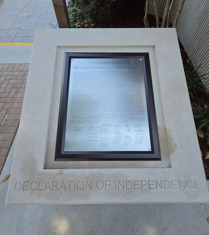 The Charters of Freedom Marker - replica display of the Declaration of Independence. Click for full size. The Charters of Freedom Marker - replica display of the Declaration of Independence image. Click for full size.