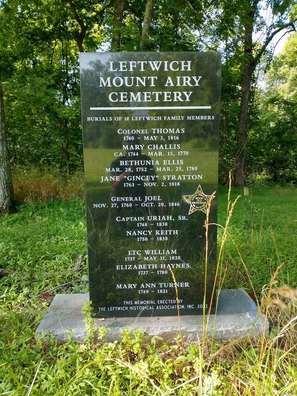 Leftwich Mount Airy Cemetery. Click for full size. Leftwich Mount Airy Cemetery image. Click for full size.
