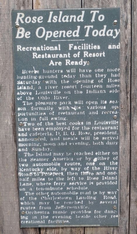 Rose Island To Be Opened Today. Click for full size. Rose Island To Be Opened Today image. Click for full size.