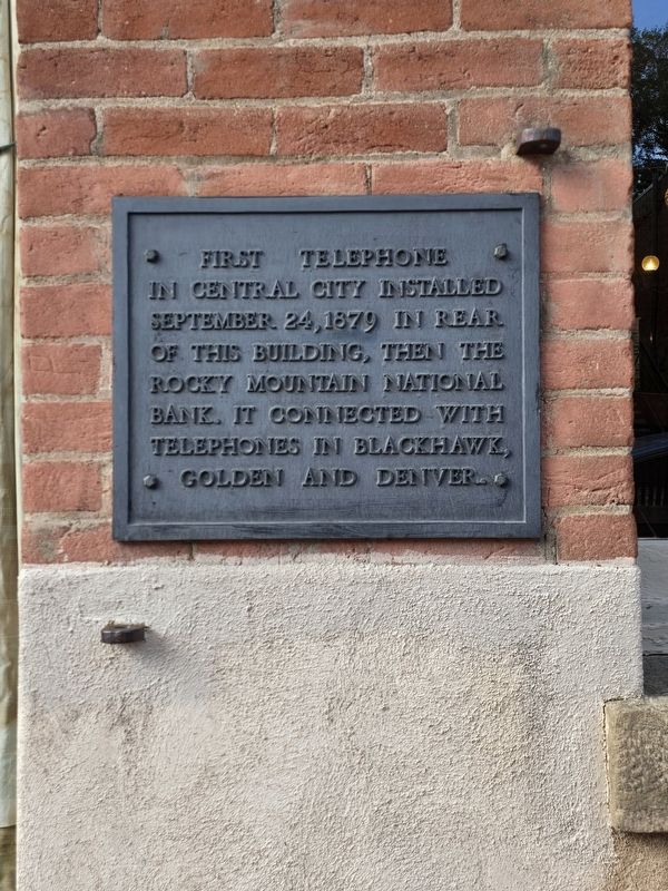 The First Telephone in Central City Marker image. Click for full size.