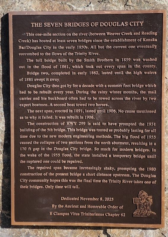 THE SEVEN BRIDGES OF DOUGLAS CITY Marker image. Click for full size.