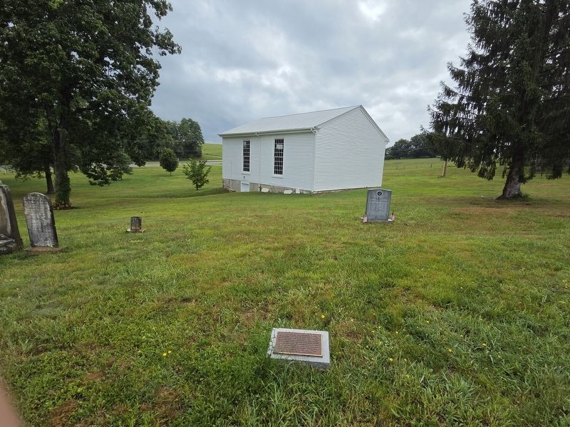 Laurence Krone Marker near St. John's Church. Revolutionary War Burial marker in front. image. Click for full size.