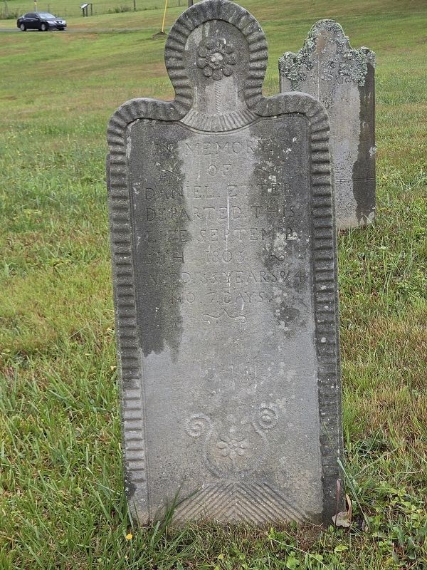 Daniel Etter tombstone cut by Laurence Krone image. Click for full size.