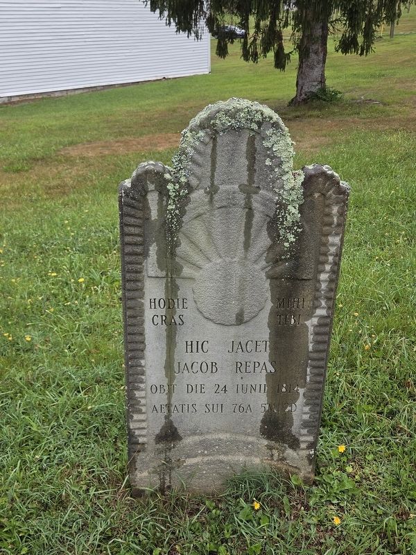 Jacob Repass tombstone cut by Laurence Krone image. Click for full size.