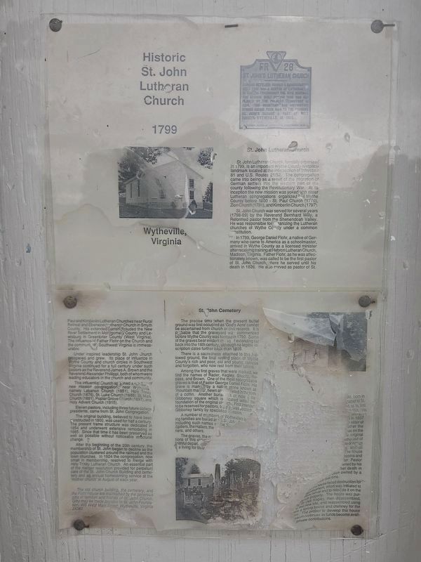 Damaged Historic St. John Lutheran Church Marker image. Click for full size.